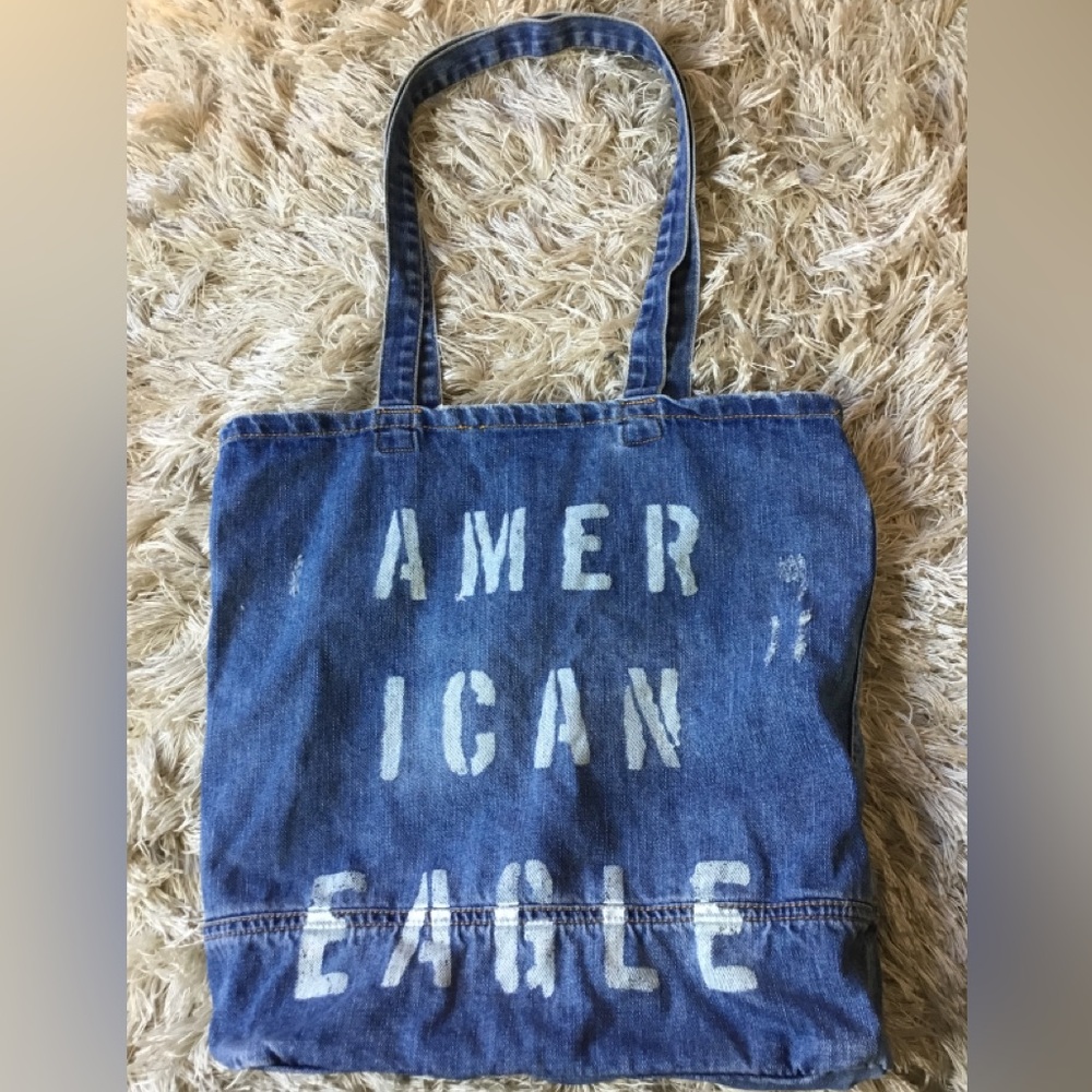 AMERICAN EAGLE Womens VINTAGE AMERICAN EAGLE DISTRESSED JEAN PURSE HANDBAG